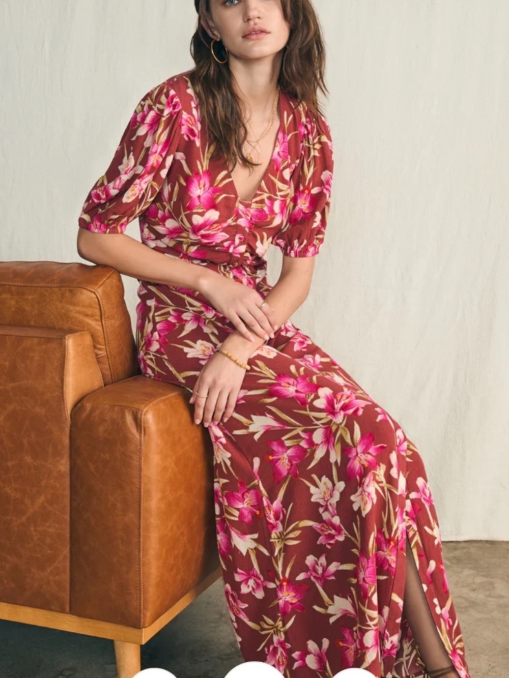 NWT Faherty Sorento Floral Maxi Short Sleeve Dress Size XXS